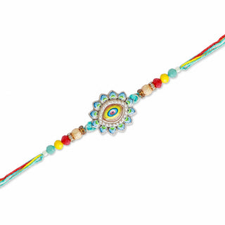 Store Indya Premium Designer Evil Eye Rakhi Set of 2 | for Bhaiya Bhabhi – Traditional Lumba Set, Thread Rakhi with Stones – 