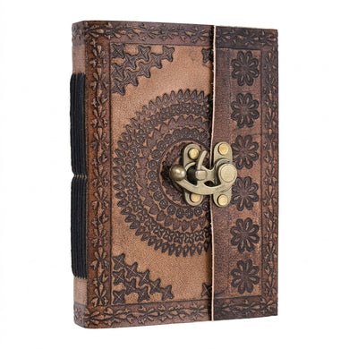 STORE INDYA Handmade Leather Bound Journal with Lock - Vintage Travel Diary | 192 Eco-Friendly Pages | Refillable Writing Not