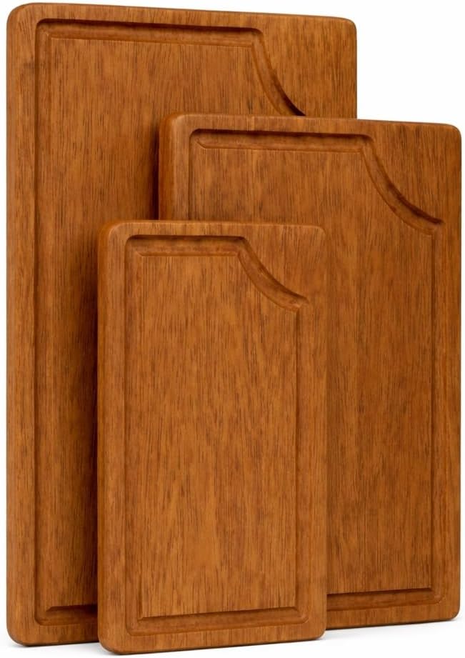 STORE INDYA Cutting Boards for Kitchen - Set of 3 Wooden Chopping Boards for Prep & Serving, Charcuterie Board, Butcher Block