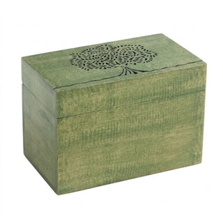 STOREINDYA Wooden Tea Storage Box | Tea Bag Organizer with 2 Compartments, Handcrafted Tea Box with Embossed Tree of Life Des