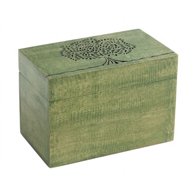 STOREINDYA Wooden Tea Storage Box | Tea Bag Organizer with 2 Compartments, Handcrafted Tea Box with Embossed Tree of Life Des