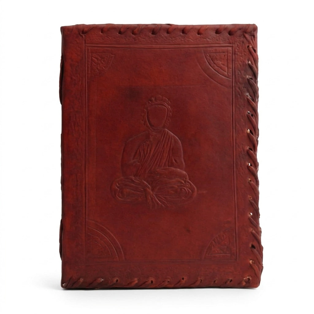 Premium Leather Diary | Handmade Leather Journal & Personal Organizer, Travel Notebook with Buddha Embossed Cover, Vintage Wr