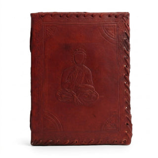 Premium Leather Diary | Handmade Leather Journal & Personal Organizer, Travel Notebook with Buddha Embossed Cover, Vintage Wr