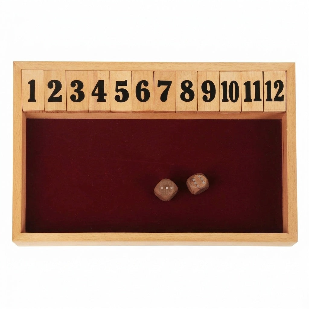 STORE INDYA Shut The Box Dice Game - 12 Number Wooden Board Game for Kids & Adults - Educational Math Game - Handcrafted Mango Wood 14