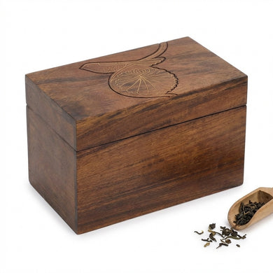 STORE INDYA Wooden Tea Box with Tree of Life Embossed Design – Handcrafted Tea Storage Chest & Organizer, Vintage-Style Decorative Wooden Box with Latch for Tea Bags, Loose Leaf, Spices & Keepsakes