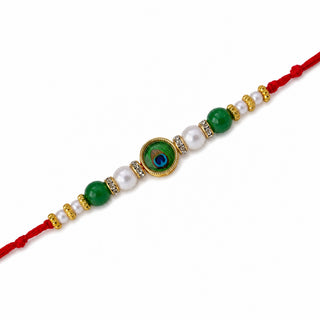 ShalinIndia Designer Green Peacock Rakhi for Brother – Traditional Raksha Bandhan Rakhi Bracelet | Premium Rakhi Thread Gift