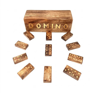 STORE INDYA Wooden Dominoes Set Double Six | Classic Handmade Domino Game Set 28 Tiles with Storage Box for Family Fun