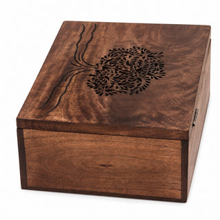 STORE INDYA Wooden Tea Box Organizer - 6 Compartment Tea Caddy with Tree of Life Design | Tea Storage Box for Tea Bags & Loos