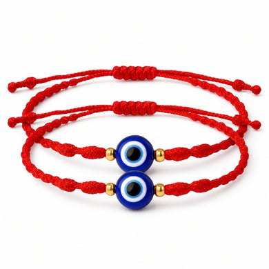 Shalinindia Red String Evil Eye Bracelet Set of 2 | Kabbalah Protection Rakhi for Brother | Adjustable Good Luck Bracelet for Men & Women