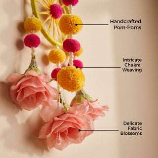 STORE INDYA Traditional Wall Hangings Set of 5, With Peach color Flowers