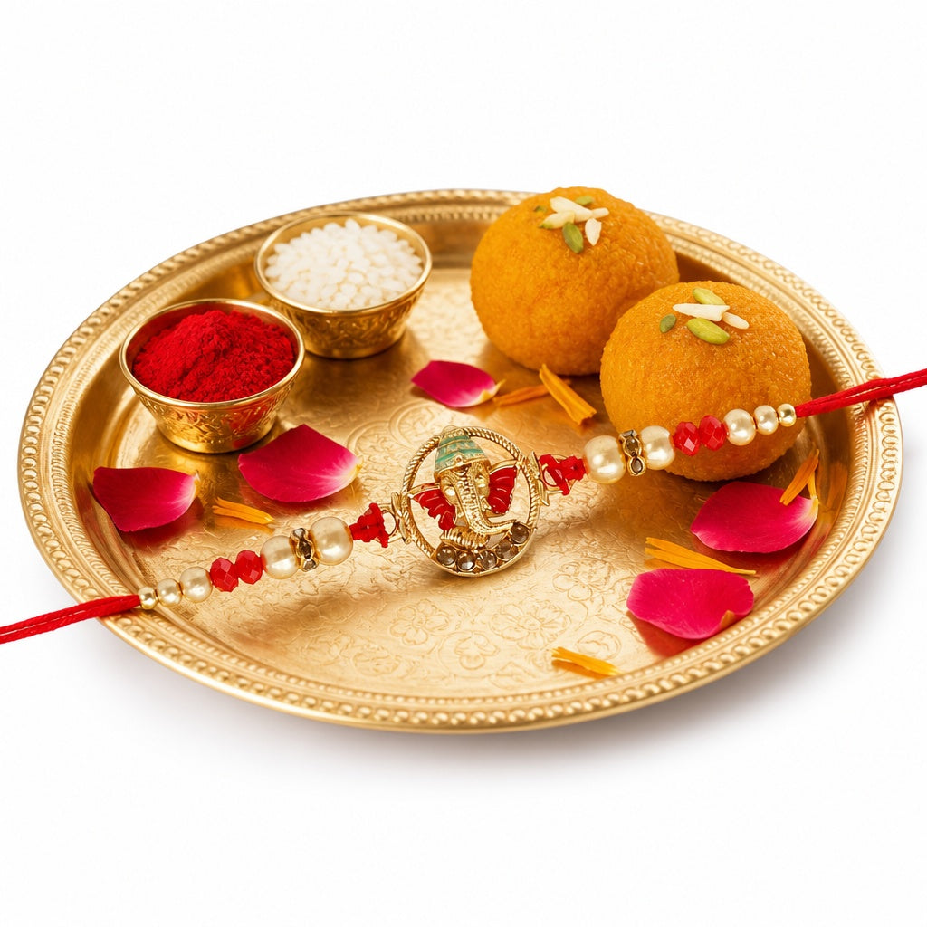 Premium Designer Ganesha, Ganpati Rakhi for Brother – Rakhi Thread, Rakhi Bracelet, Traditional Raksha Bandhan Gift for Bhaiy