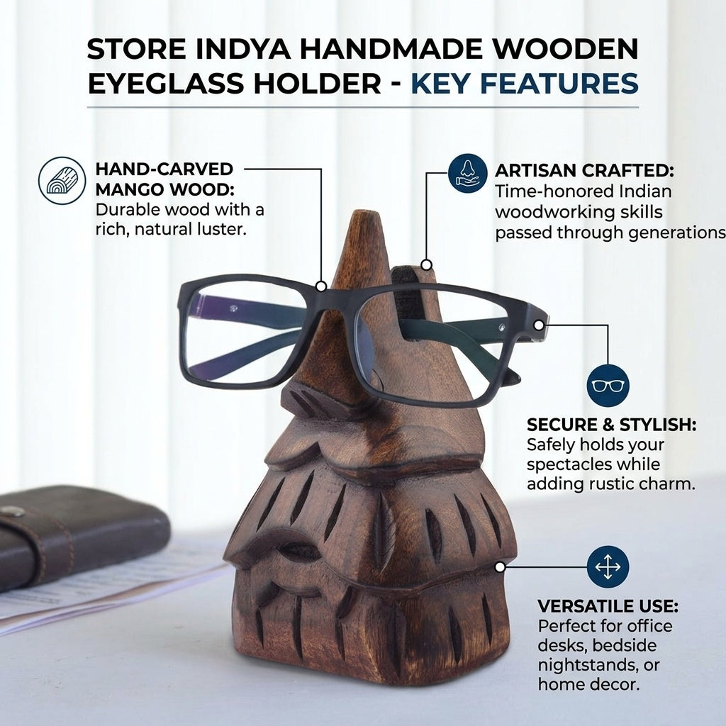 STORE INDYA Eyeglass Holder Stand/Wooden Spectacle Holder/Spectacle Stand/Eyeglass Holders for Desk/Desk Eyeglass Holder/Hand
