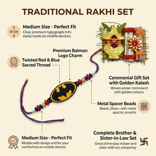 STORE INDYA Rakhi Set for Brother and Bhabhi - Traditional Bhaiya Bhabhi Rakhi for Bhai - Medium Size Raksha Bandhan Gift