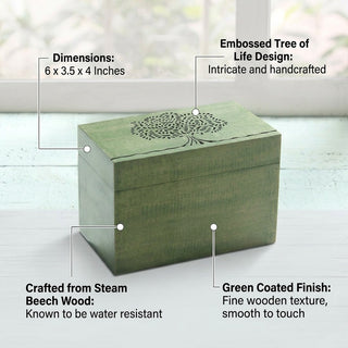 STOREINDYA Wooden Tea Storage Box | Tea Bag Organizer with 2 Compartments, Handcrafted Tea Box with Embossed Tree of Life Design for Kitchen Counter