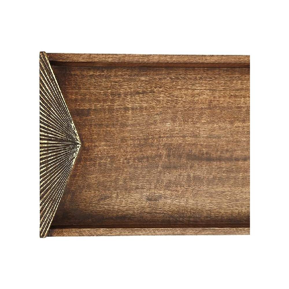 Rustic Wooden Serving Tray - Large Platter w/ Handle for Tea, Snack, Desserts(Design 6)