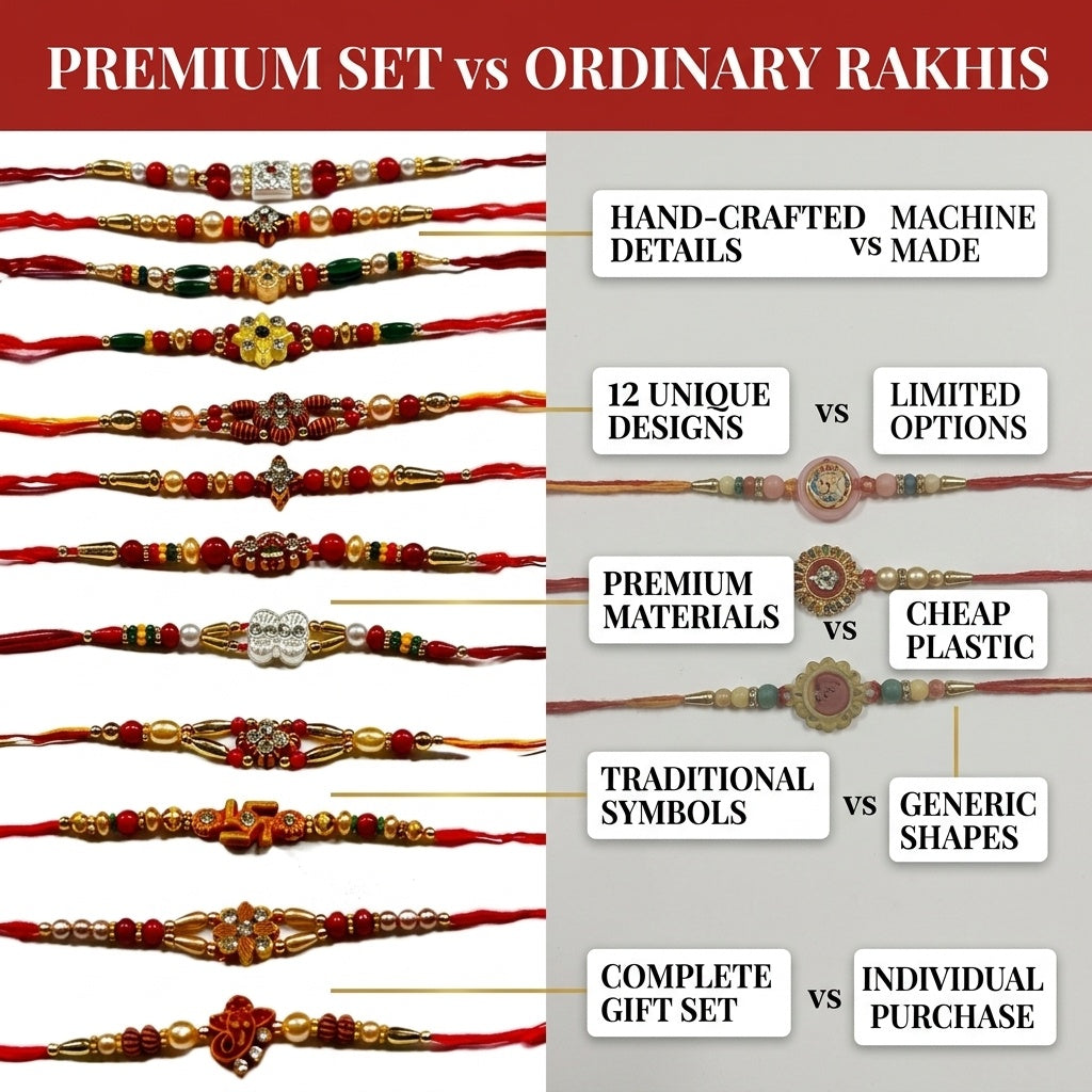 STORE INDYA Rakhi Set for Brother - 12 Designer Rakhi Thread Collection for Raksha Bandhan | Traditional Indian Rakhi Gift Set for Bhaiya Bhatija