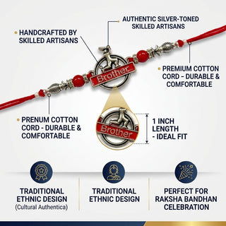 STORE INDYA Rakhi for Brother - Traditional Raksha Bandhan Thread Bracelet - Premium Designer Brother Rakhi with Decorative E