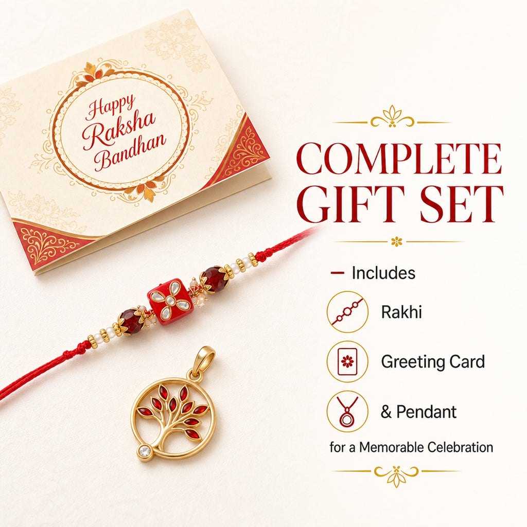 Shalinindia Designer Kundan Stone Rakhi for Brother – Traditional Raksha Bandhan Rakhi Bracelet | Rakhi Gift for Bhaiya | Red