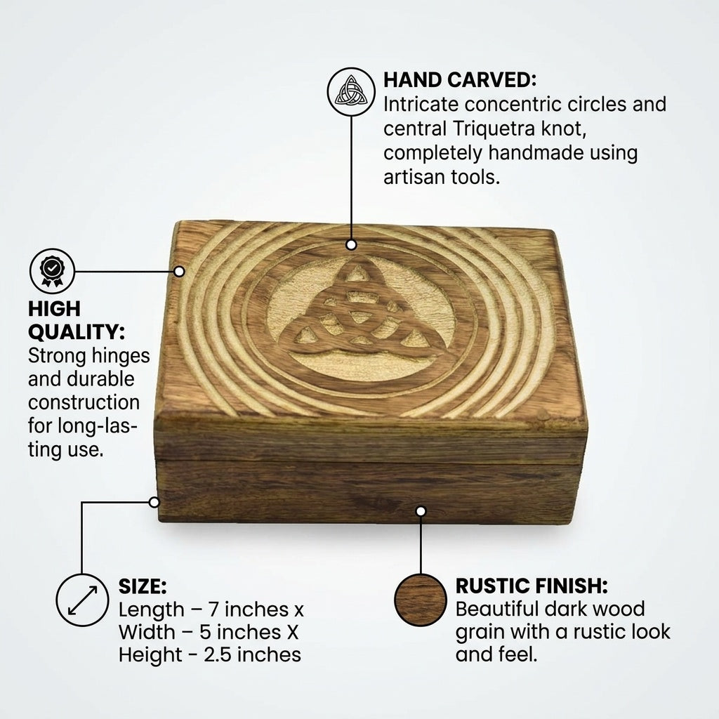 STORE INDYA Wooden Jewelry Box for Women - Hand Carved Decorative Pentagram Design | Jewelry Organizer Trinket Box for Keepsakes, Watches & Gifts