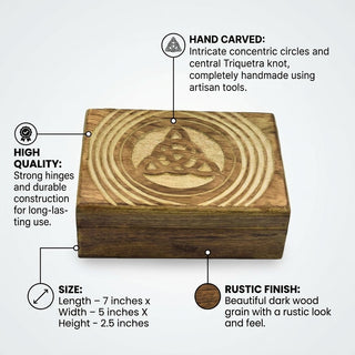 STORE INDYA Wooden Jewelry Box for Women - Hand Carved Decorative Pentagram Design | Jewelry Organizer Trinket Box for Keepsakes, Watches & Gifts