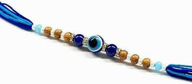Designer Rakhi for Brother | 1 Inch Cotton Raksha Bandhan Rakhi | Evil Eye Beads Handcrafted Rakhis for Brother