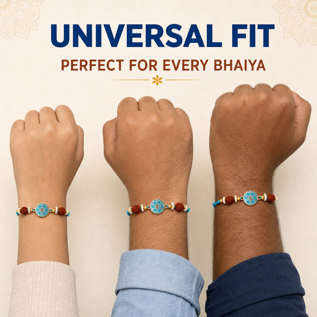 Shalinindia Designer Blue Enamel Rakhi for Brother – Rakhi Bracelet Thread, Traditional Raksha Bandhan Gift for Bhaiya