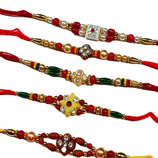 Rakhi Set of 12 for Brother | Cotton Raksha Bandhan Rakhi | 2 Inches Rakhi for Brother | Multi Color Studded Gems Rakhis for Brother Gift Set