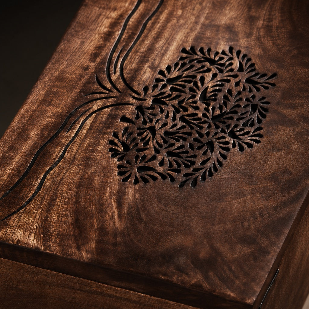 STORE INDYA Wooden Tea Box Organizer - 6 Compartment Tea Caddy with Tree of Life Design | Tea Storage Box for Tea Bags & Loos
