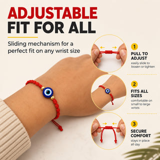 Shalinindia Red String Evil Eye Bracelet Set of 2 | Kabbalah Protection Rakhi for Brother | Adjustable Good Luck Bracelet for
