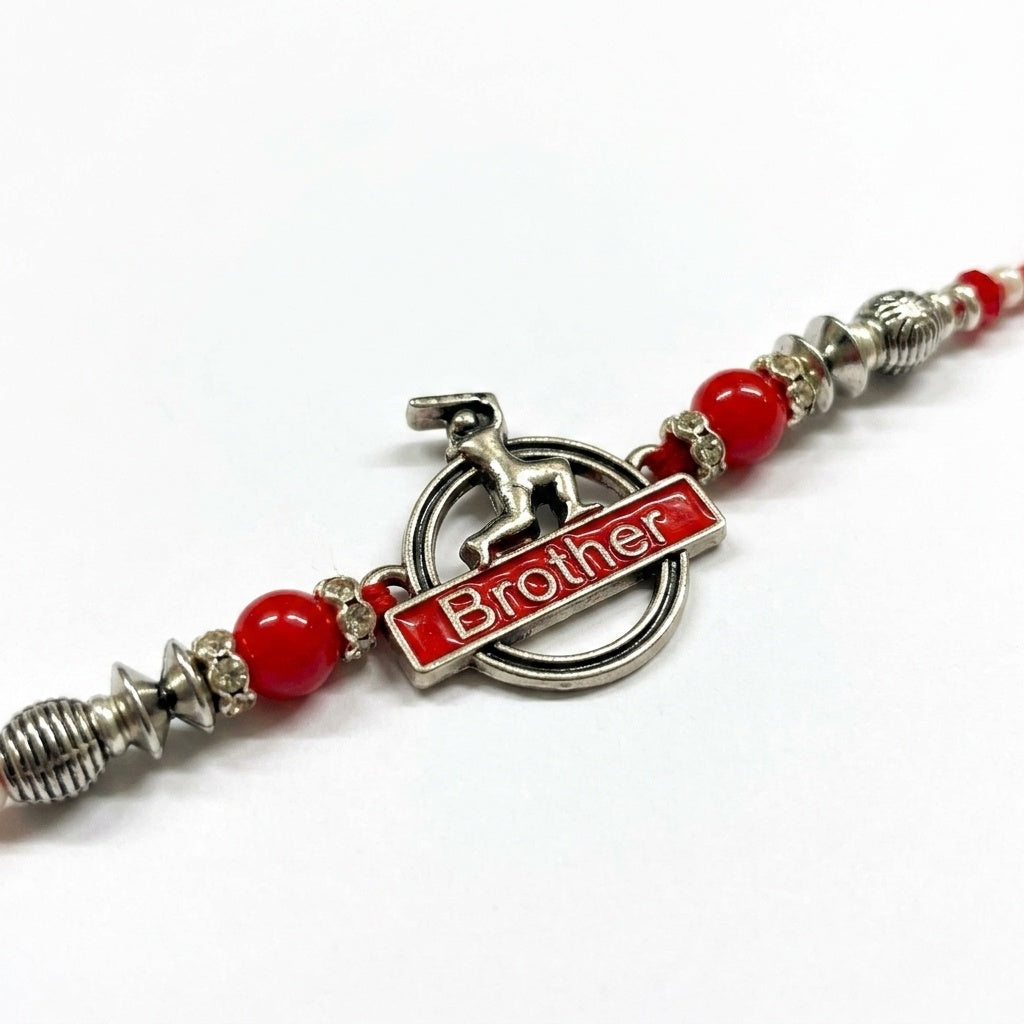 STORE INDYA Rakhi for Brother - Traditional Raksha Bandhan Thread Bracelet - Premium Designer Brother Rakhi with Decorative E