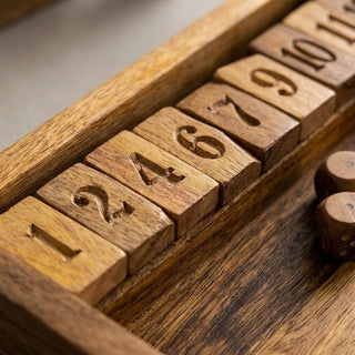 STORE INDYA Shut The Box Dice Game - 12 Number Wooden Board Game for Kids & Adults - Educational Math Game - Handcrafted Mango Wood 14
