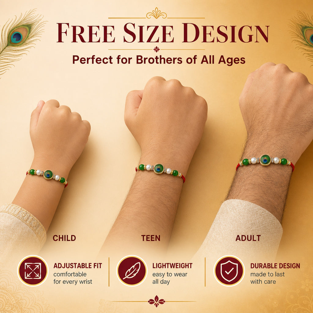 ShalinIndia Designer Green Peacock Rakhi for Brother – Traditional Raksha Bandhan Rakhi Bracelet | Premium Rakhi Thread Gift