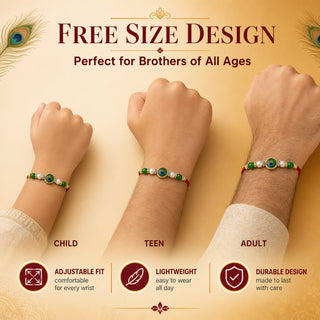 ShalinIndia Designer Green Peacock Rakhi for Brother – Traditional Raksha Bandhan Rakhi Bracelet | Premium Rakhi Thread Gift