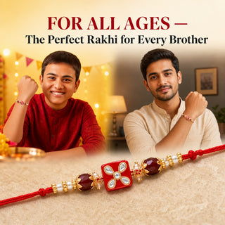 Shalinindia Designer Kundan Stone Rakhi for Brother – Traditional Raksha Bandhan Rakhi Bracelet | Rakhi Gift for Bhaiya | Red