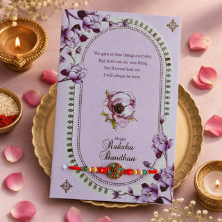 Premium Rakhi with Greeting Card | Gift Pack for Brother, Bhai | Raksha Bandhan Traditional Rakhi Bracelet for Men