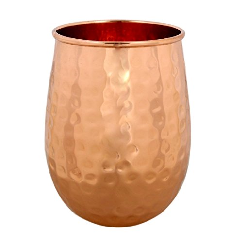 Shalinindia Copper Indian Tableware Drinkware Drinking Glasses Hammered 4.5 Inches 550 ML