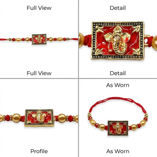 STORE INDYA Rakhi for Brother - Traditional Raksha Bandhan Rakhi Thread - Single Premium Ganesh Rakhi - Festival Gift
