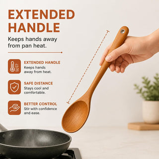 Store Indya 5-Piece Wooden Cooking Utensils Set - Nonstick Pan Spoons Ladle