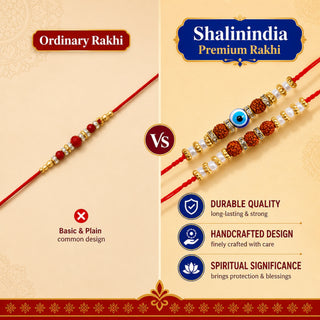 Designer Evil Eye & Rudraksha Rakhi Set of 2 for Brother – Rakhi Bracelet, Traditional Raksha Bandhan Gift, Rakhi for Bhaiya