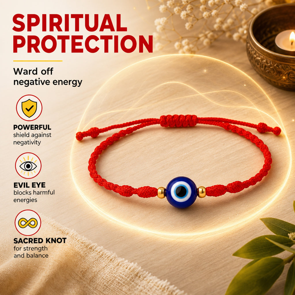 Shalinindia Red String Evil Eye Bracelet Set of 2 | Kabbalah Protection Rakhi for Brother | Adjustable Good Luck Bracelet for