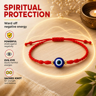 Shalinindia Red String Evil Eye Bracelet Set of 2 | Kabbalah Protection Rakhi for Brother | Adjustable Good Luck Bracelet for