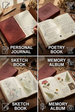 Premium Leather Diary | Handmade Leather Journal & Personal Organizer, Travel Notebook with Buddha Embossed Cover, Vintage Wr