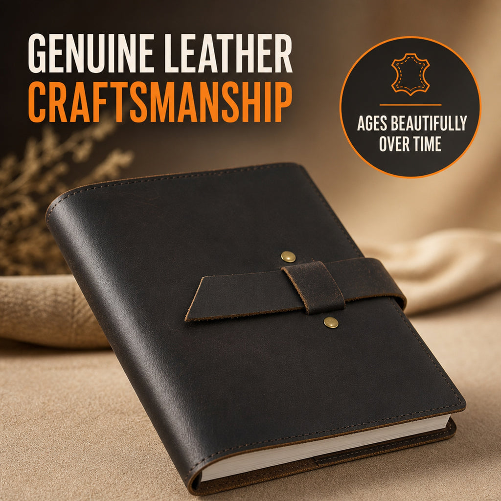 Handmade A6 Genuine Leather Journal-Refillable Ring Binder, Vintage Travel Organizer, and Writing Notebook for Men and Women-8x6 Inches