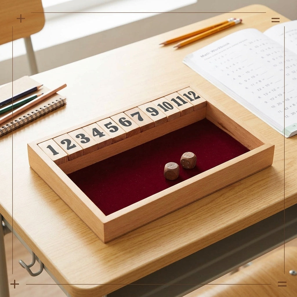 STORE INDYA Shut The Box Dice Game - 12 Number Wooden Board Game for Kids & Adults - Educational Math Game - Handcrafted Mango Wood 14