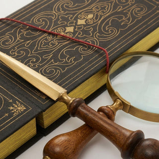 Storeindya Magnifying Glass Handheld | Vintage Wooden Handcrafted Reading Magnifier & Letter Opener Set | Mango Wood with Gif