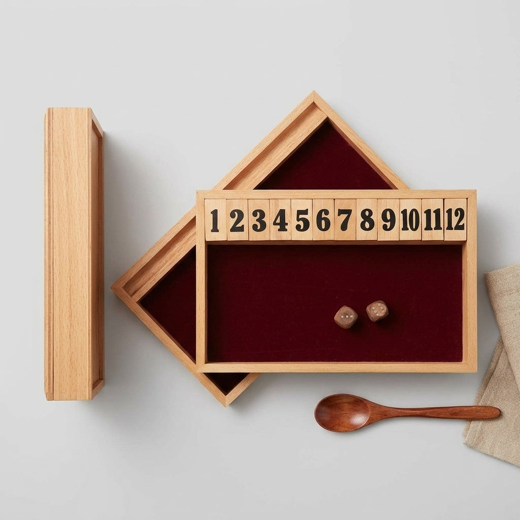 STORE INDYA Shut The Box Dice Game - 12 Number Wooden Board Game for Kids & Adults - Educational Math Game - Handcrafted Mango Wood 14