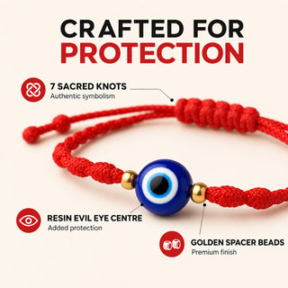 Shalinindia Red String Evil Eye Bracelet Set of 2 | Kabbalah Protection Rakhi for Brother | Adjustable Good Luck Bracelet for