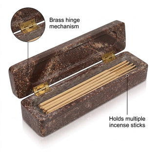 Storeindya Wooden Incense Holder with Ash Catcher - 12" Coffin Storage Box for Incense Sticks, Meditation & Home Decor for Be