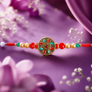 Premium Rakhi with Greeting Card | Gift Pack for Brother, Bhai | Raksha Bandhan Traditional Rakhi Bracelet for Men