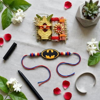 STORE INDYA Rakhi Set for Brother and Bhabhi - Traditional Bhaiya Bhabhi Rakhi for Bhai - Medium Size Raksha Bandhan Gift